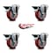 Service Caster 4'' Red Poly Wheel Swivel Bolt Hole Caster Set with Posi Lock Brakes, 4PK SCC-BH20S414-PPUB-RED-PLB-4 - alternate 4